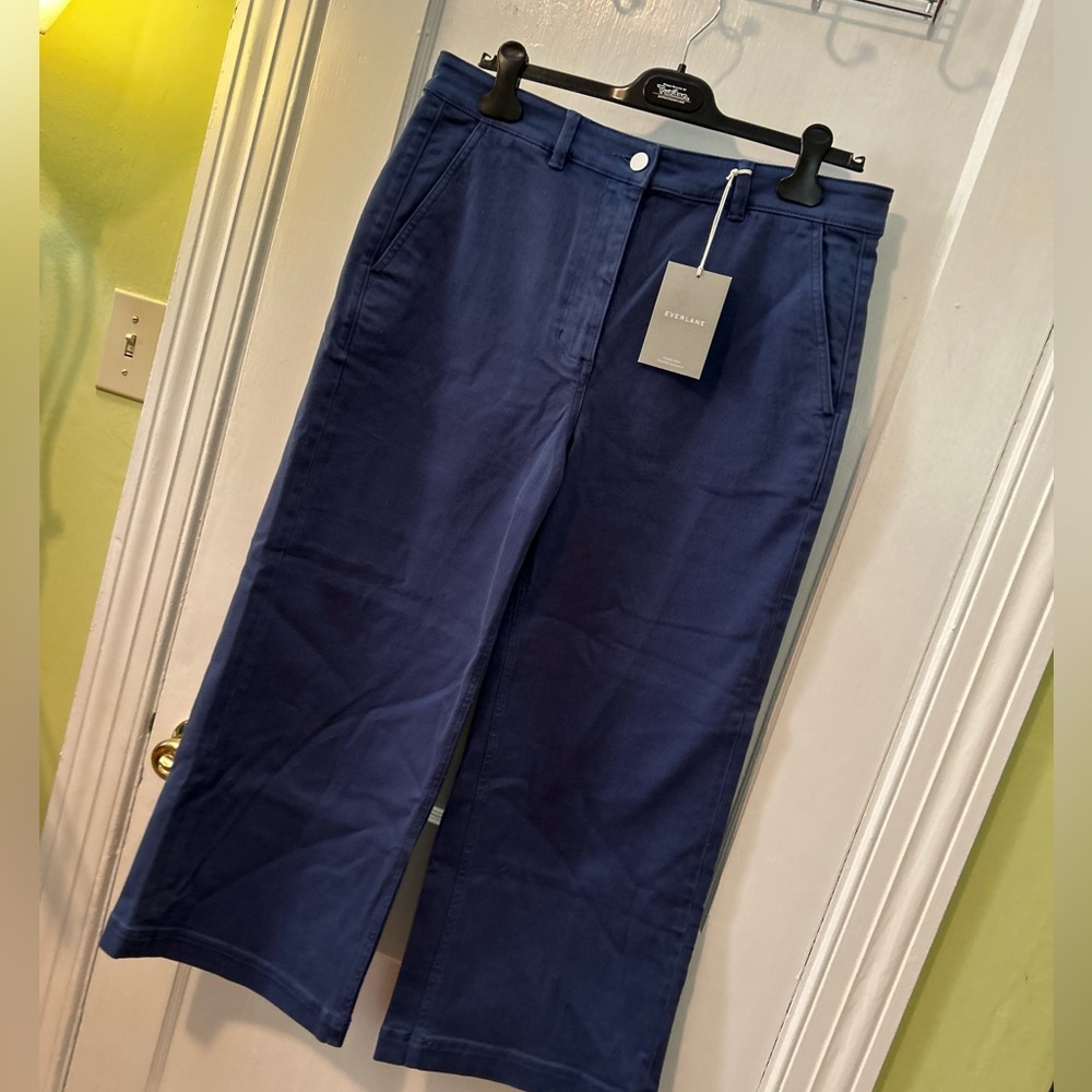 NWT Everlane blue denim wide-leg trousers size 14